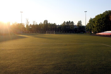Football field in the evening.