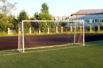 Fototapeta premium There are goals for amateur football in the football field.