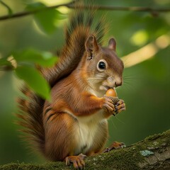 Obraz premium squirrel eating nut