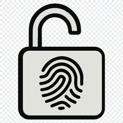 Biometric Security Icon – Unlocked Padlock with Fingerprint Outline