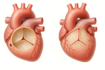 Human Heart Anatomy: Two Illustrations, Internal and External Views [Illustration]