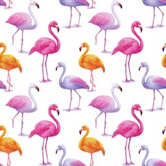 Fototapeta premium Colorful Flamingo Pattern for Creative Designs, endless seamless texture rapport element