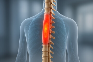 Spinal Cord Inflammation Illustration, Anatomical View of Back Pain, Medical Visualization [Illustration]