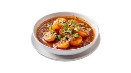 Delicious Potato Curry in White Bowl Indian Cuisine Spicy Food