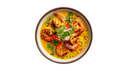 Delicious Grilled Shrimp in Creamy Yellow Curry Sauce with Rice