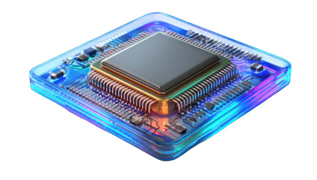 3D rendering of a computer chip