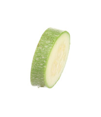 One slice of fresh zucchini isolated on white