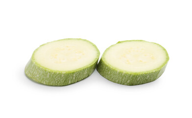Slices of fresh zucchini isolated on white