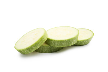 Slices of fresh zucchini isolated on white