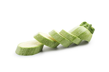 Slices of fresh zucchini isolated on white