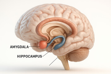 Human Brain Anatomy: Amygdala and Hippocampus, Illustration