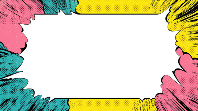 Comic Book Style Frame with blue and Yellow Burst Background - Powered by Adobe