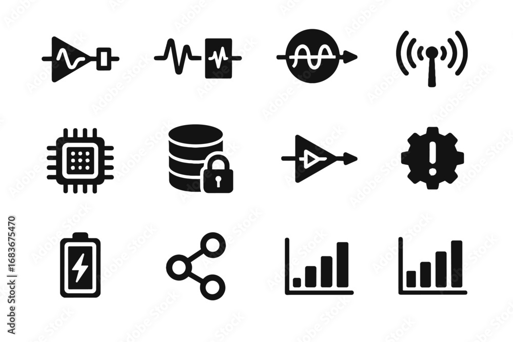 Poster data icon nano wireless noise vector sensor filter visualization encoder storage error