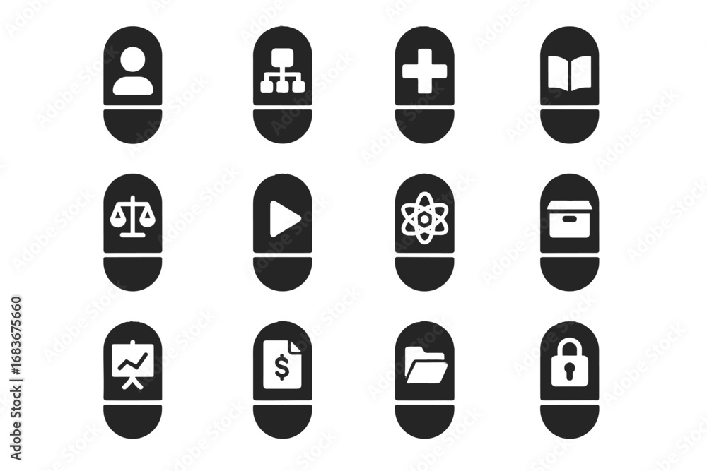 Poster icon archival memory messages encrypted vector scientific libraries documents backup files capsule