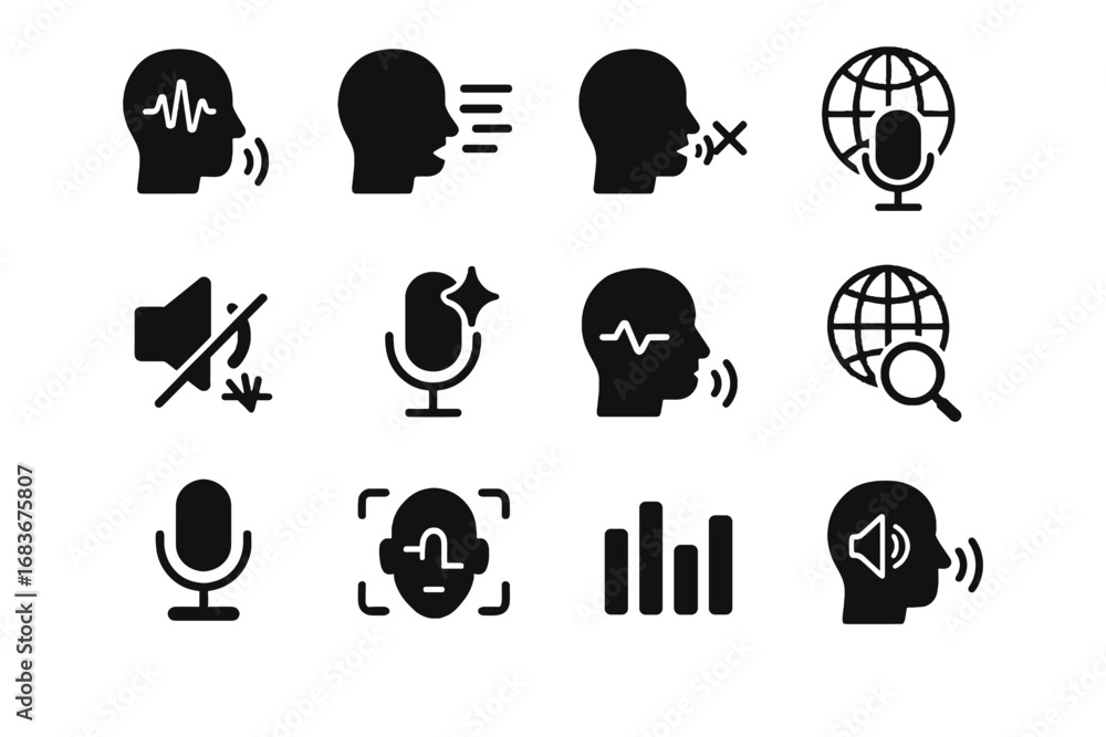 Poster noise activation feedback voice vector cancellation biometrics icon echo icons to feature