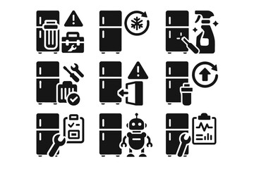 Reminder chart icons filter diagnostic vector fridge notification robot system smart symbol