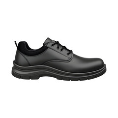Black leather shoe with laces and thick sole
