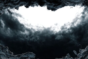 Creepy horror mist cut-out on white background, scary atmosphere fog texture, spooky smoke element, ghostly dark cloud for thriller and mystery design projects