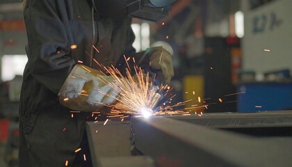 Welder working on metal beam (1)