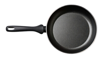 High-angle view of a dark-colored frying pan