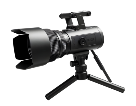 Professional Camera on Tripod, Ready for Action