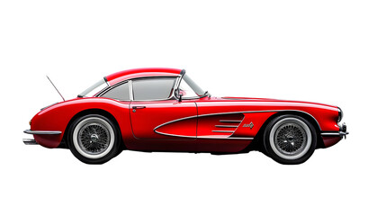 Classic red corvette stingray coupe on Transparent Background