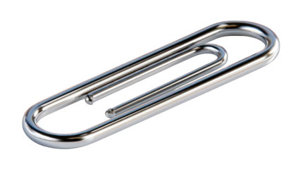3D render of a chrome paperclip