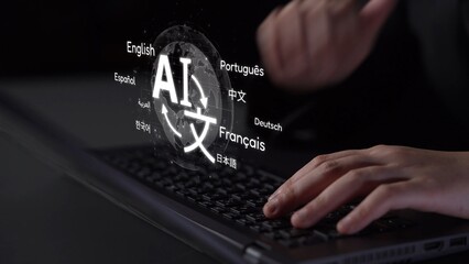 Global communication with multiple languages, digital translation tools, multilingual technology,...