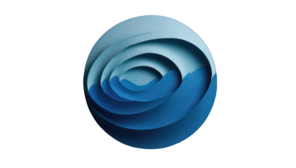 Abstract circular design, layered, blue and light blue