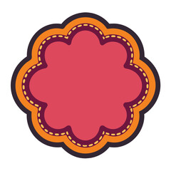 Decorative stitching and scalloped edge vector on white background.