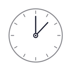 A minimalist illustration of a round wall clock with hour, minute, and second hands on a white background, symbolizing business and deadlines