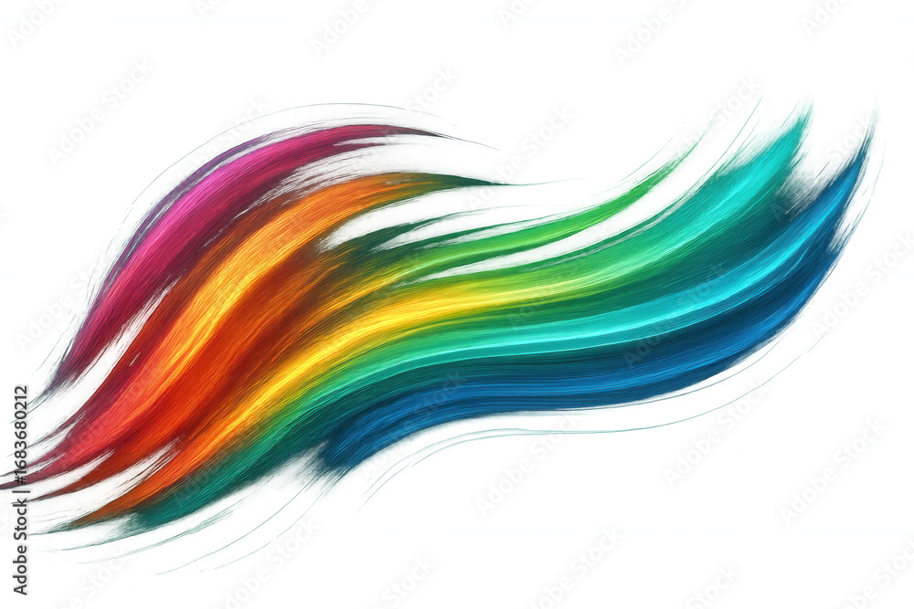 Aufkleber rainbow brush strokes painting creating a colorful wave design element on transparent background