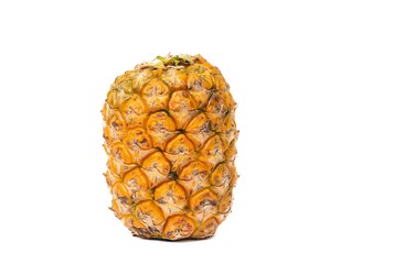 Ripe Pineapple Isolated on White Background with Copy Space