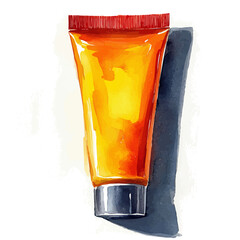 watercolor of Sunblock Lotion, vector, isolated on a white background.