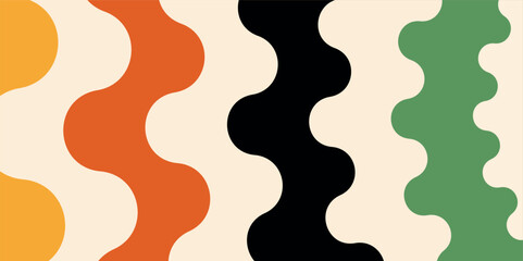 Psychedelic Funky Abstract Vector Illustration &ndash; Groovy Retro Wavy Line Background, Colorful Hippie Style Art for Posters, Prints, and Surface Design