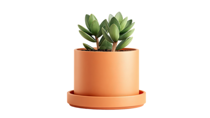 A succulent plant in a muted orange pot