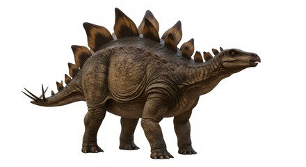 Fototapeta premium Realistic Stegosaurus Isolated on White Background for Science Education and Paleontology Projects