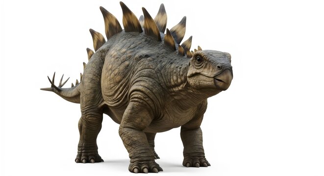 High-Resolution Prehistoric Stegosaurus Illustration with Detailed Plates for Textbook and Research Use