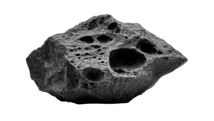 A grey, textured asteroid