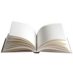 Fototapeta premium Open antique book with blank pages isolated on transparent background