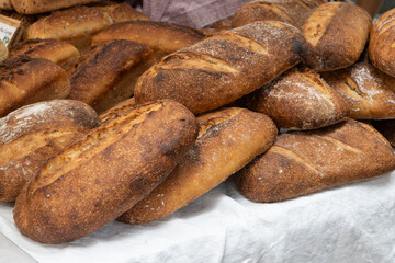 French artisan bakery in Provence, rye and wheat bread and baguettes, France, french bread