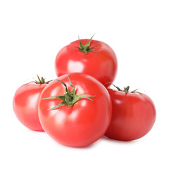 Many ripe red tomatoes isolated on white