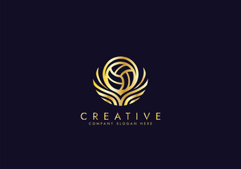 Volleyball Logo for Sports Branding,Volleyball Teamwork Logo vector design 