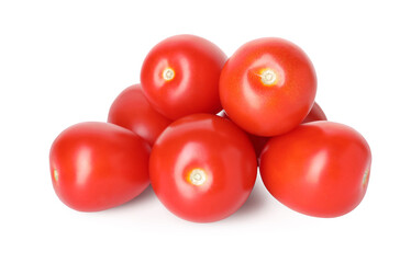 Many ripe red tomatoes isolated on white