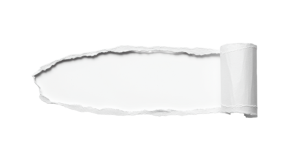 transparent fine-textured paper sheet centrally torn with jagged, curled edges, revealing a brighter layer on seamless studio surface, concept of new beginnings