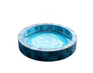 Round Pool with Blue Tiles and Water
