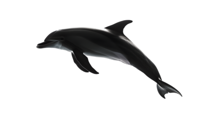 Graceful dolphin leaping from dark ocean depths, Transparent Background