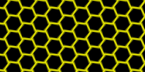 Seamless abstract vector illustration of a geometric honeycomb pattern with hexagonal metal textures. Orange or yellow seamless grunge and technology concept 3d honeycomb hexagon background. gray, art