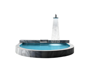 Luxury outdoor spa with waterfall shower