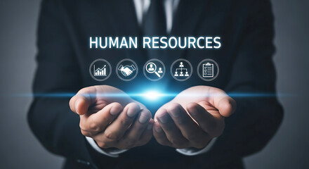 Human resources professional showcasing digital employee management tools
